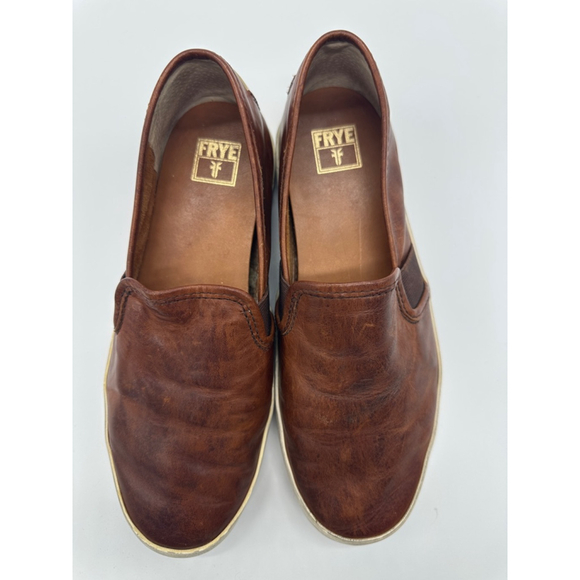 Frye Ivy Leather Slip-On Sneakers Cognac Brown Size 7 Women's Low Top Loafers - Picture 4 of 6